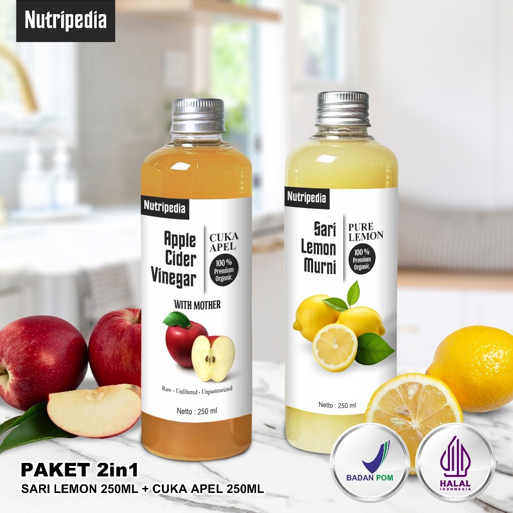 

Mekar_raya Nutripedia Paket 2in1 Diet Dan Detox Cuka Apel 250ml + Sari Lemon 250ml