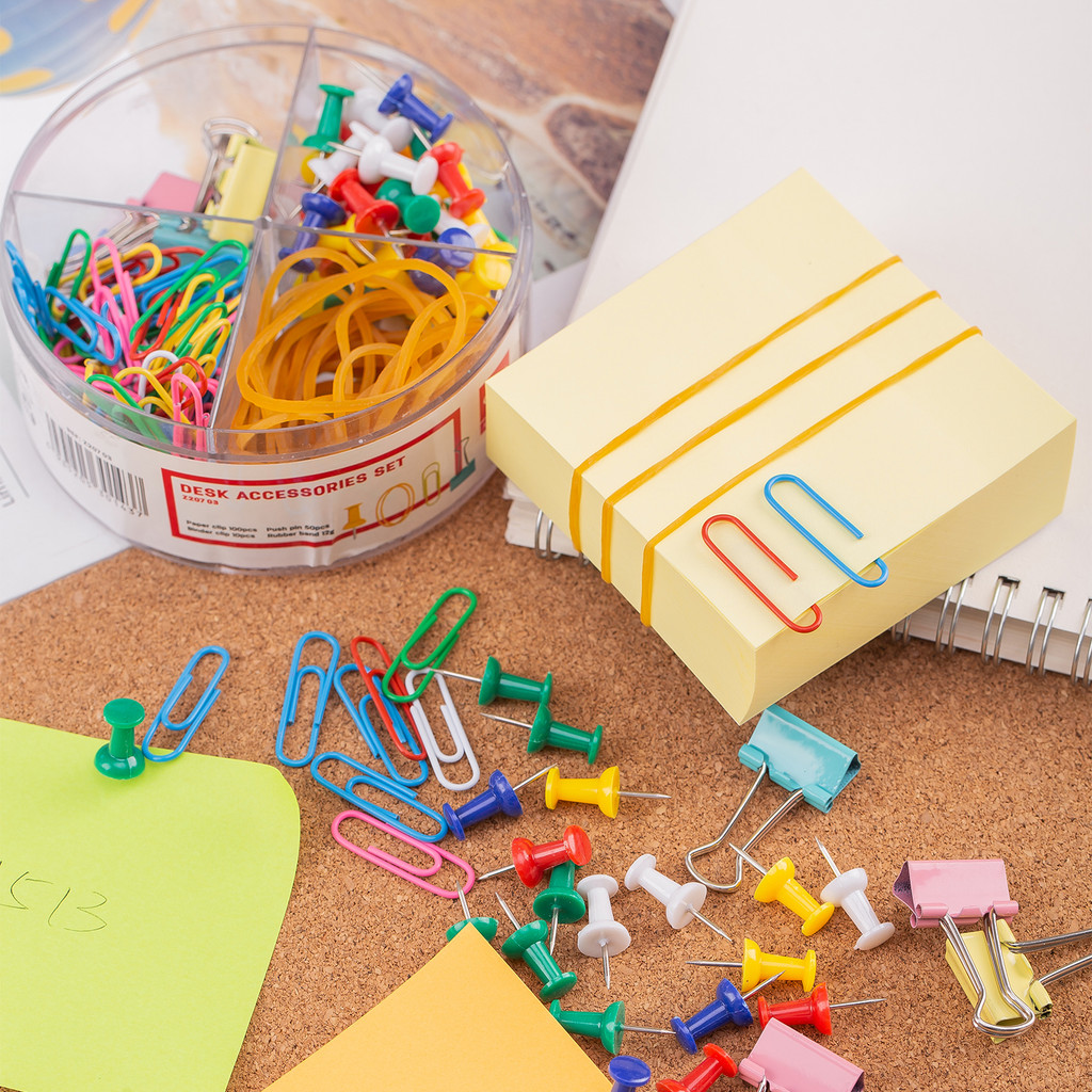 

Deli Colored Binder Clips Paper Clips Push Pin Rubber Band Set Stationery For Office Accessories School Supplies