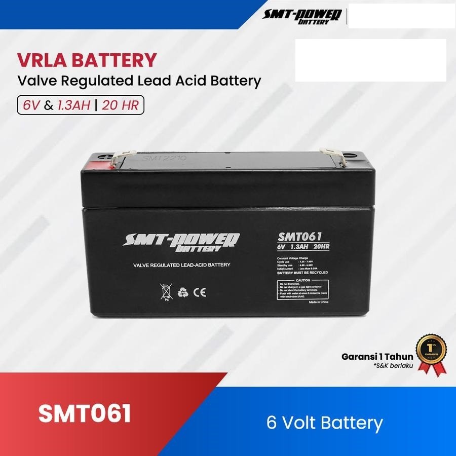 BATERAI / AKI KERING / SMT POWER / SMT061 VRLA 6V 1.3AH SMT POWER ORIGINAL