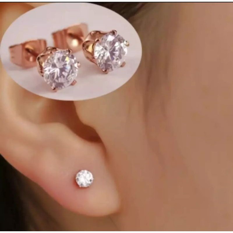 COD anting tusuk giwang mata satu perhiasan wanita titanium gold aksesoris fashion