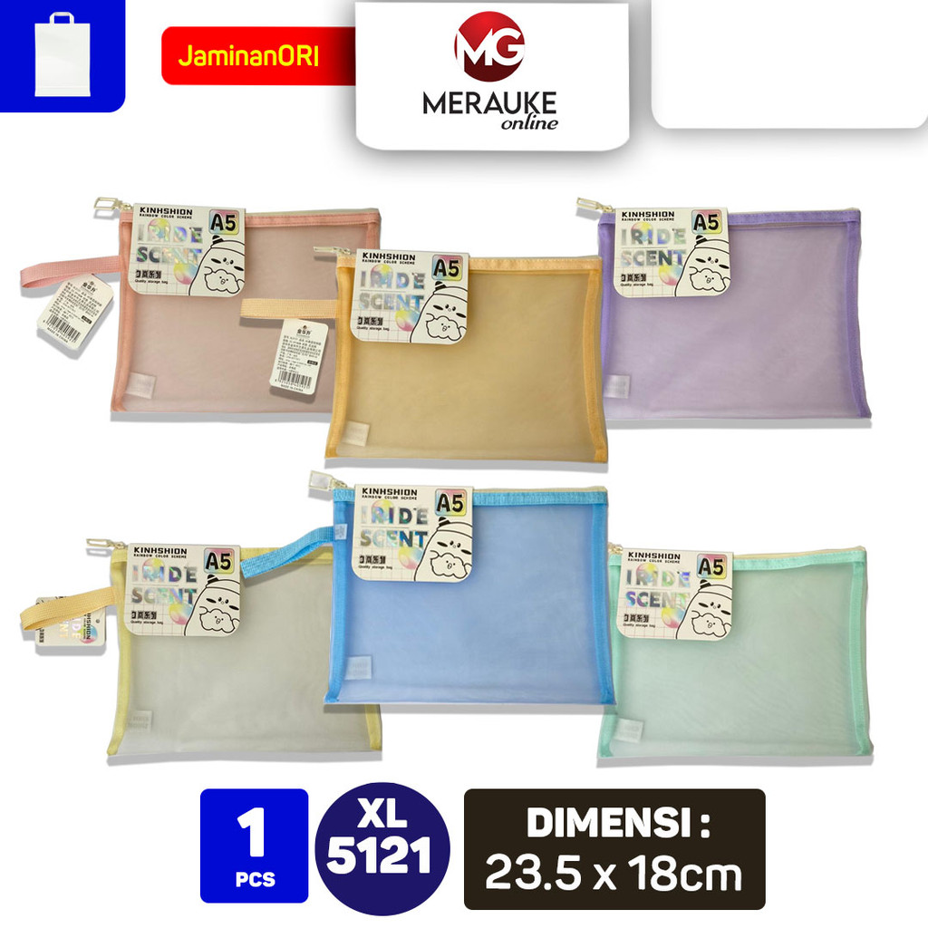 

KINHSHION Map Jaring Resleting Zipper File A5 XL 5121