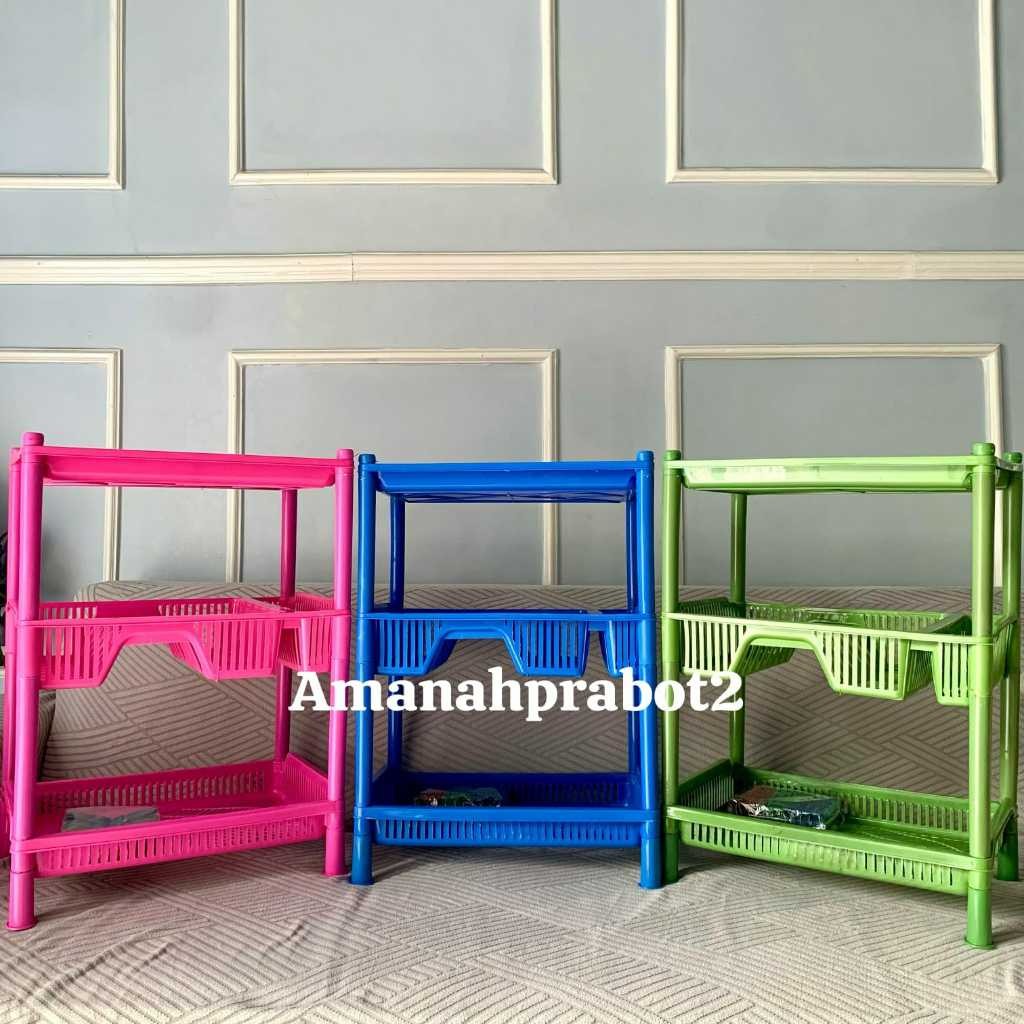 RAK PIRING 3 SUSUN KOMBINASI PLASTIK RAK BUMBU DAPUR RAK SERBAGUNA By 4lfamart.id