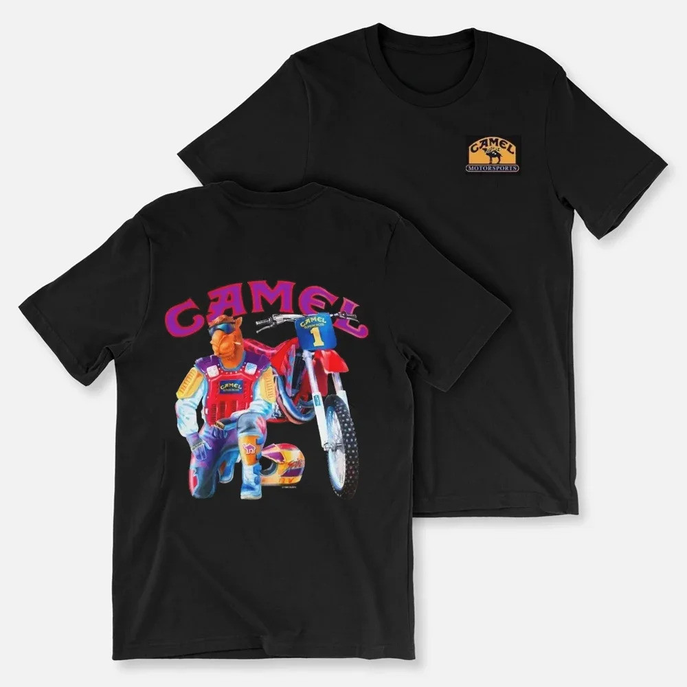 Kaos Katun Murni Retro Mobil Camel Rokok Kaos Katun Vintage Lengan Pendek Pakaian Santai Streetwear 