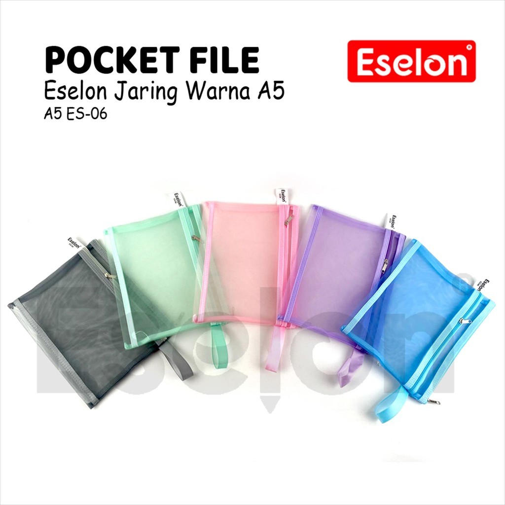 

❤️️Pocket File Jaring Transparan Warna 2 Resleting A5 / Zipper Document 2 Slot ES-06❤️️