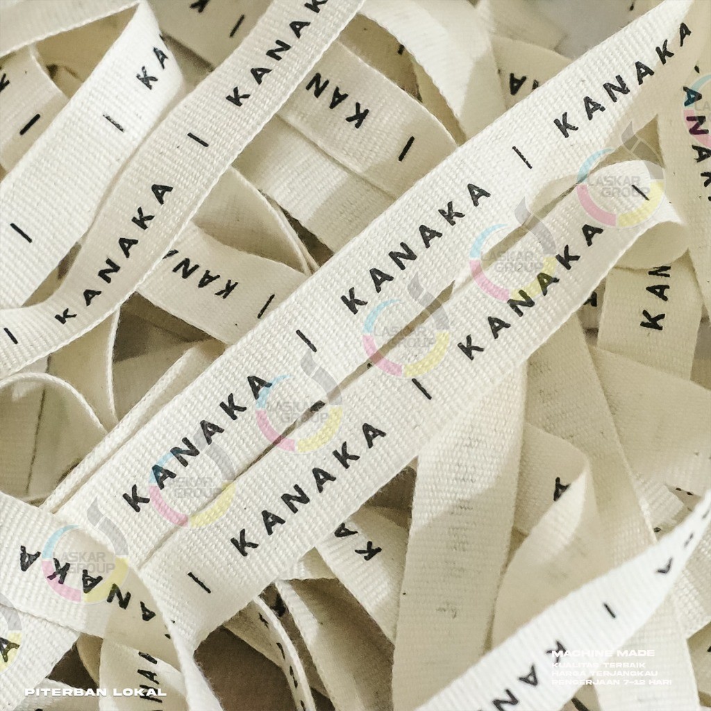 

45 meter label piterban halus tebal custom printing lebel tag baju nama sendiri washing care wash