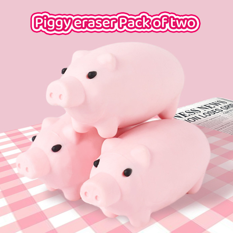 

2 Piggy Erasers, Cute Piggy Shape, Soft Material, Suitable for Students' Daily Study Use