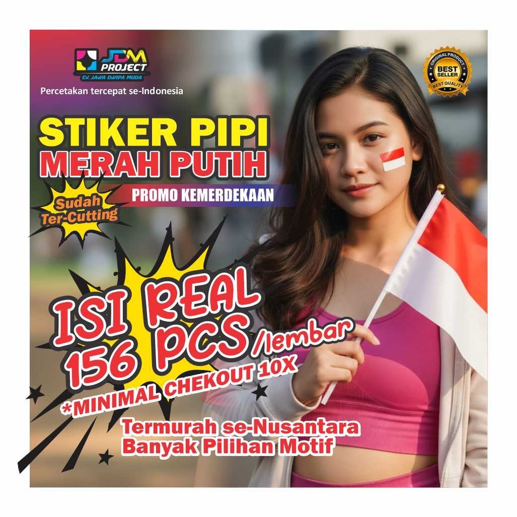 

(Isi 156 Pcs) Stiker Pipi Bendera Merah Putih Chromo l Kemerdekaan HUT Republik Indonesia 17 Agustus