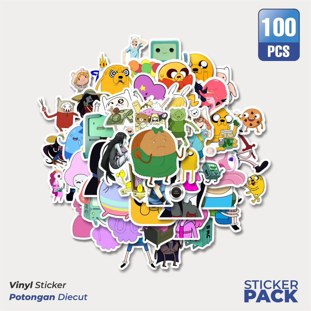 

MURAH 100 PCS Stiker Kartun Series Adventure Time Character Mix 2 Waterproof Aesthetic- Untuk Laptop, Motor, dan Helm - Paper Stationery Pack