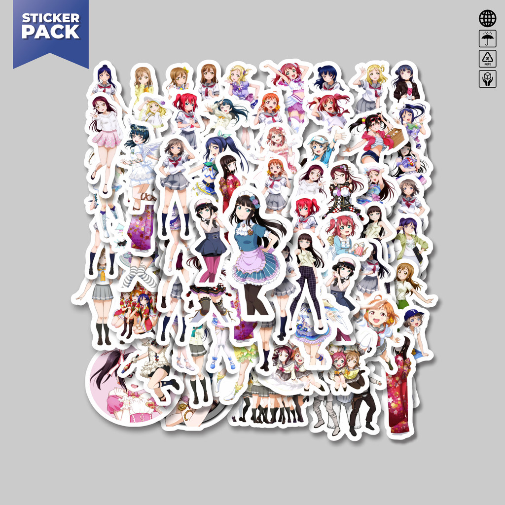 

[100PCS]Stiker Pack Stiker Anime Series Love Live Character Mix 1 Aesthetic Vinyl Anti Air Dekorasi Sticker Laptop Buku Journal Koper Helm Casing HP Gitar Helm Skateboard