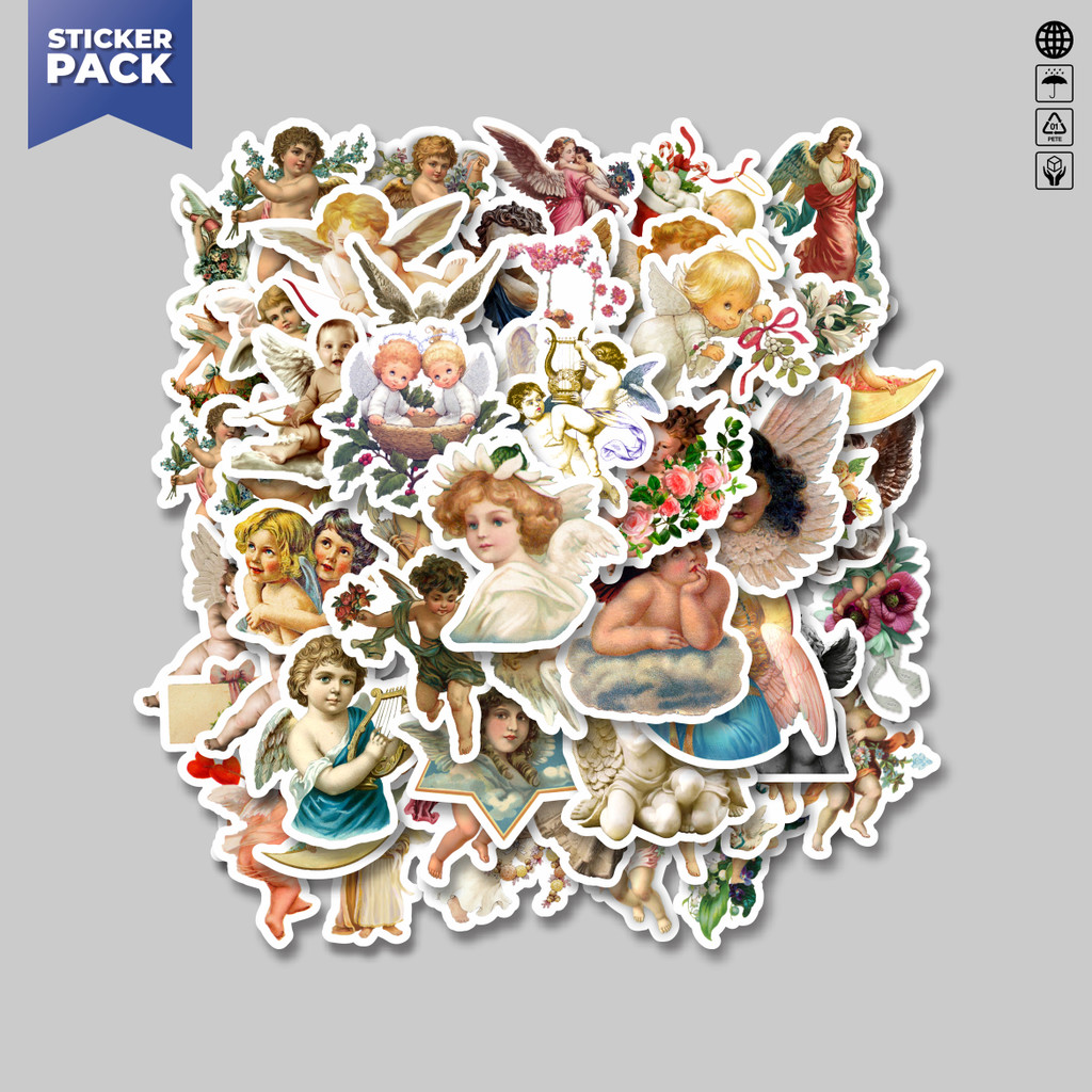 

[100PCS]Stiker Pack Stiker Vintage Series Character Cherub Mix 1 Aesthetic Vinyl Anti Air Dekorasi Sticker Laptop Buku Journal Koper Helm Casing HP Gitar Helm Skateboard