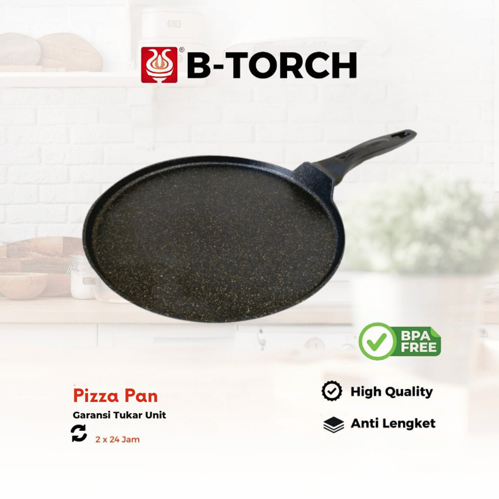 B-TORCH GRILL PAN 30CM PIZZA PAN PANGGANGAN BULET SERBAGUNA TEFLON ANTI LENGKET ORIGINAL
