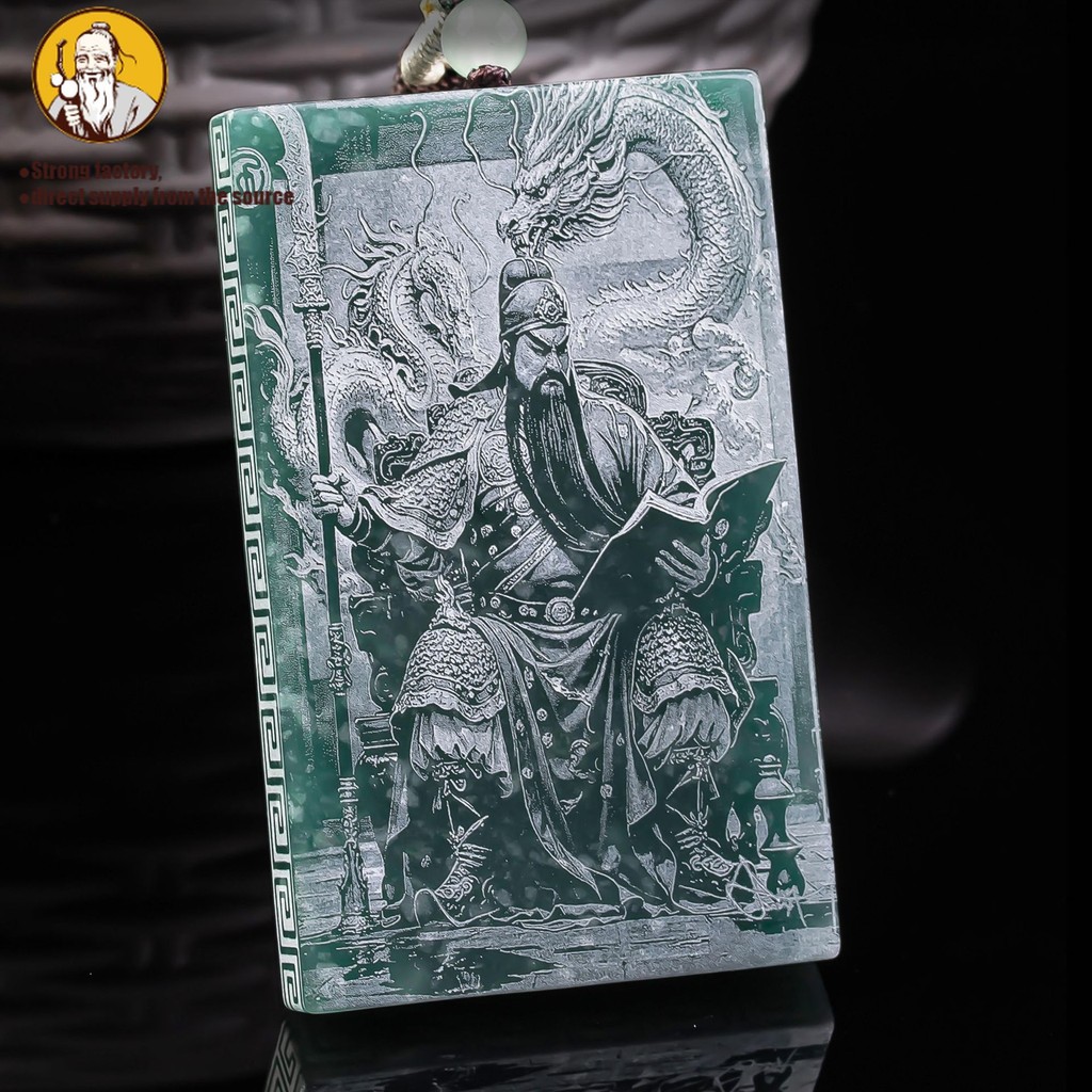 Batu giok alami Sebuah produk, Guan Gong, liontin giok Seiko dua sisi.