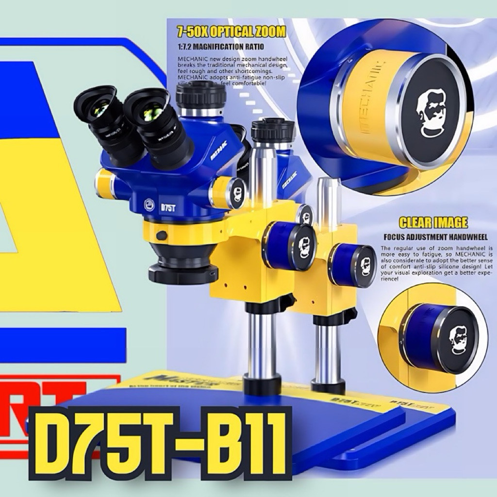 MICROSCOPE MECHANIC D75T TRINOCULAR + LAMPU ORIGINAL
