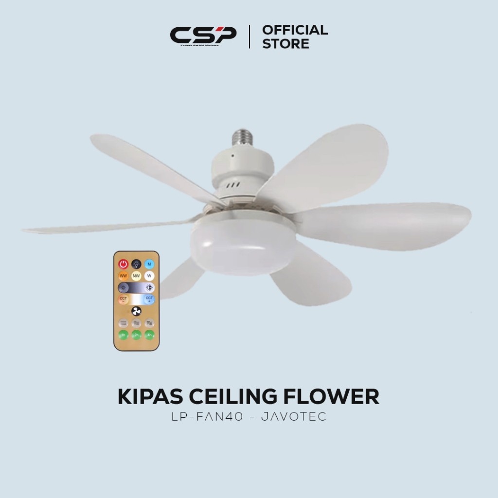 [CSP_MATSUKA] Lampu Kipas Gantung/Flower Fan Light E27 40W 6 Baling LED 3 Warna Cahaya