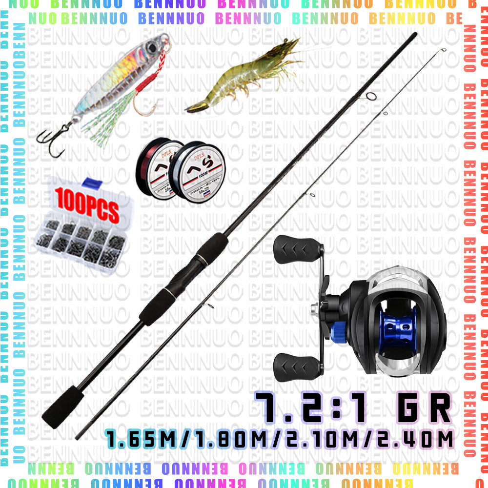 Beli 1 Dapat 6 Biru AK200 BC Joran Pancing Set Paket Murah Peralatan Memancing 1.6-2.4M Joran Pancin