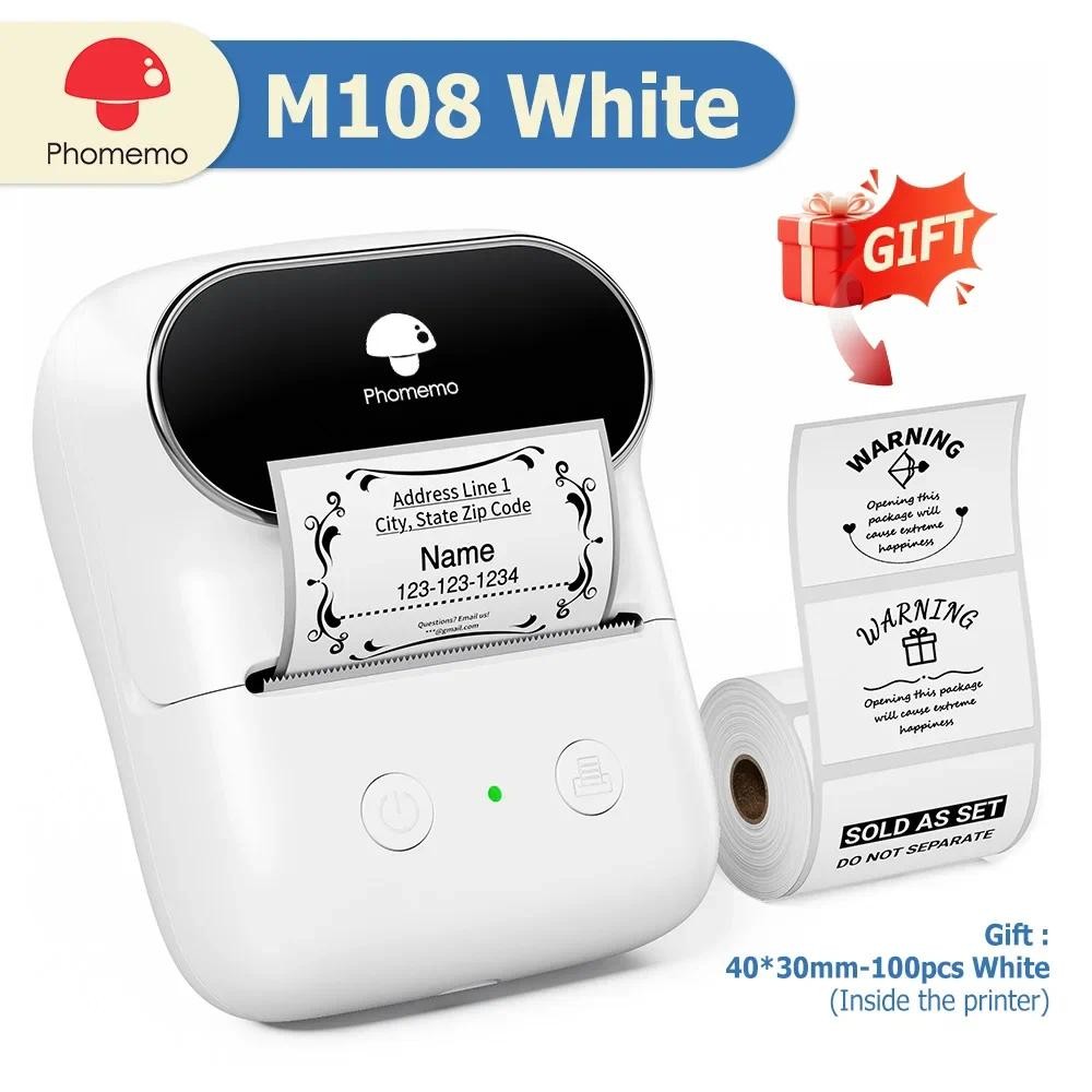 

Thermal Label Printer Phomemo M108 Wireless Bluetooth Label Maker Printing Width 20-50mm Home School Office Similar as B1 B21