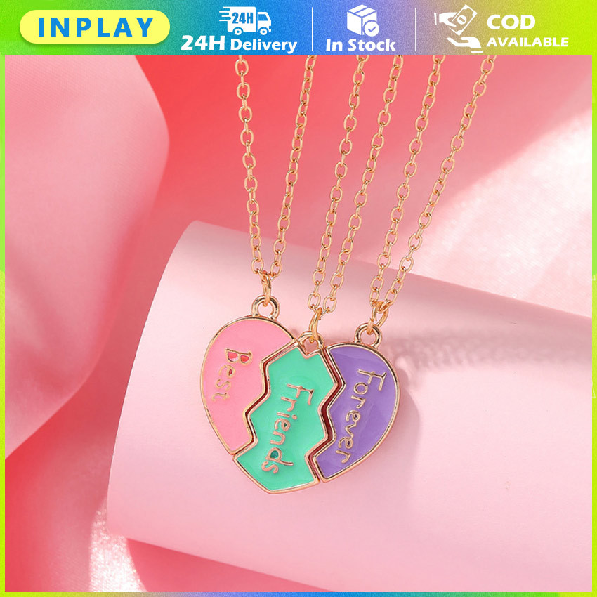 3pcs/Set Kalung Heart & Butterfly / BFF Friendship Necklace / Set Kalung Persahabatan 3 Orang Magnet