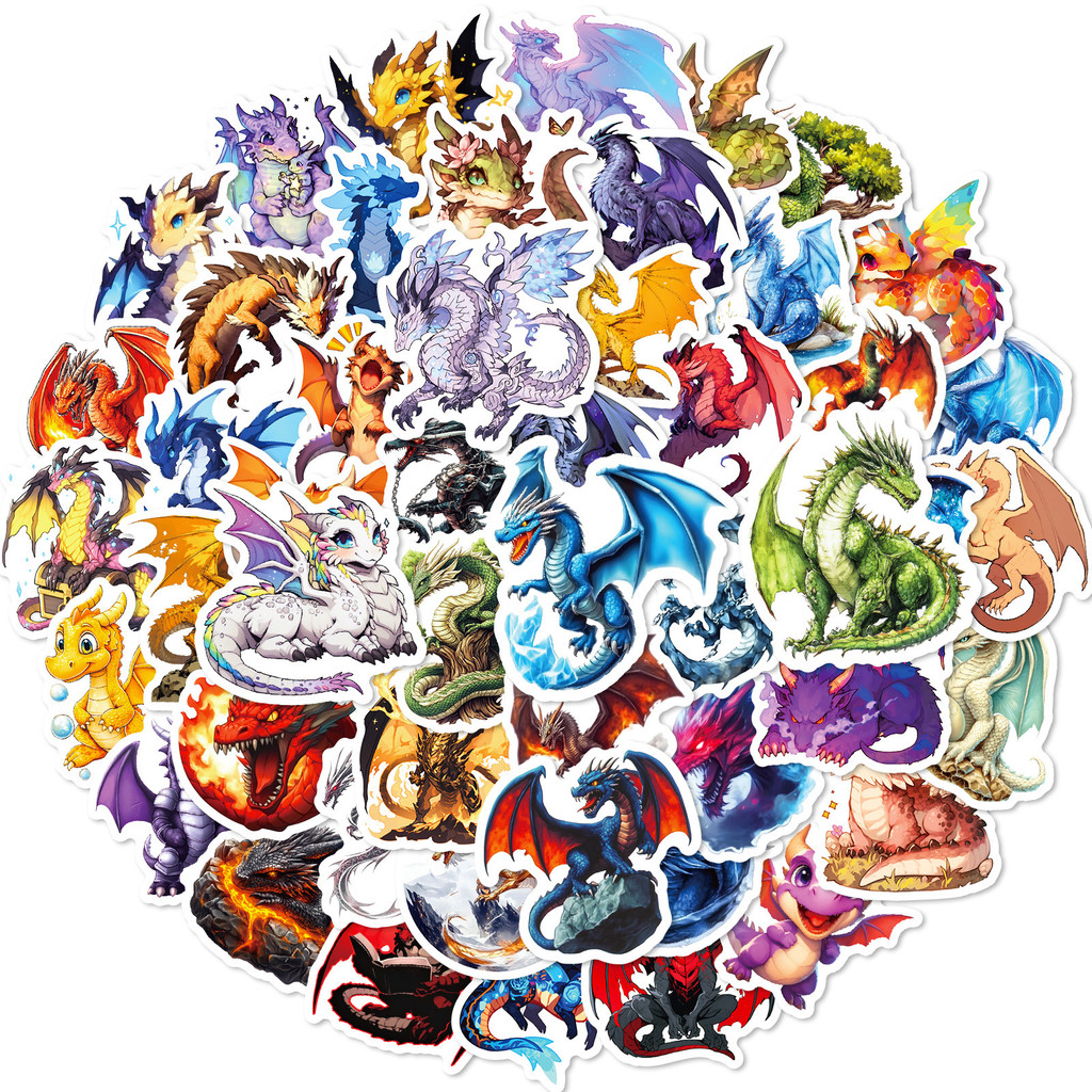 

50Pcs Cartoon Dragon Stickers Cool Smaug Dragon Decals For Phone Laptop Suitcase Notebook Skateboard Waterproof Stickers