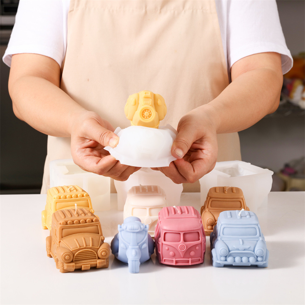 

Vintage Retro Mini Car Candle Silicone Mold DIY Handmade Home Decorative Aromatherapy Soy Wax Candle Making Mould Supplies