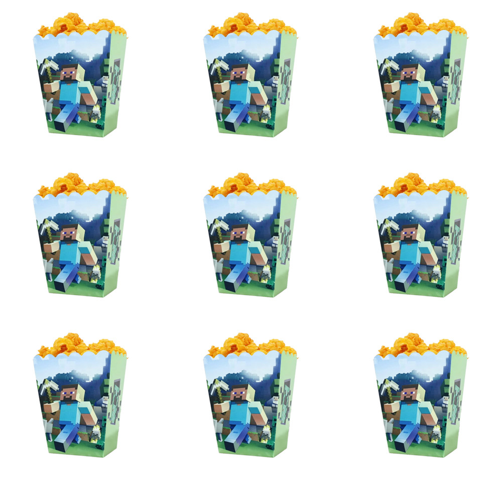 

6/12/18/24Pack Miner Craftings Pixel Game Party Popcorn Box Baby Bath Party Biscuit Box Theme Party Birthday Food Box