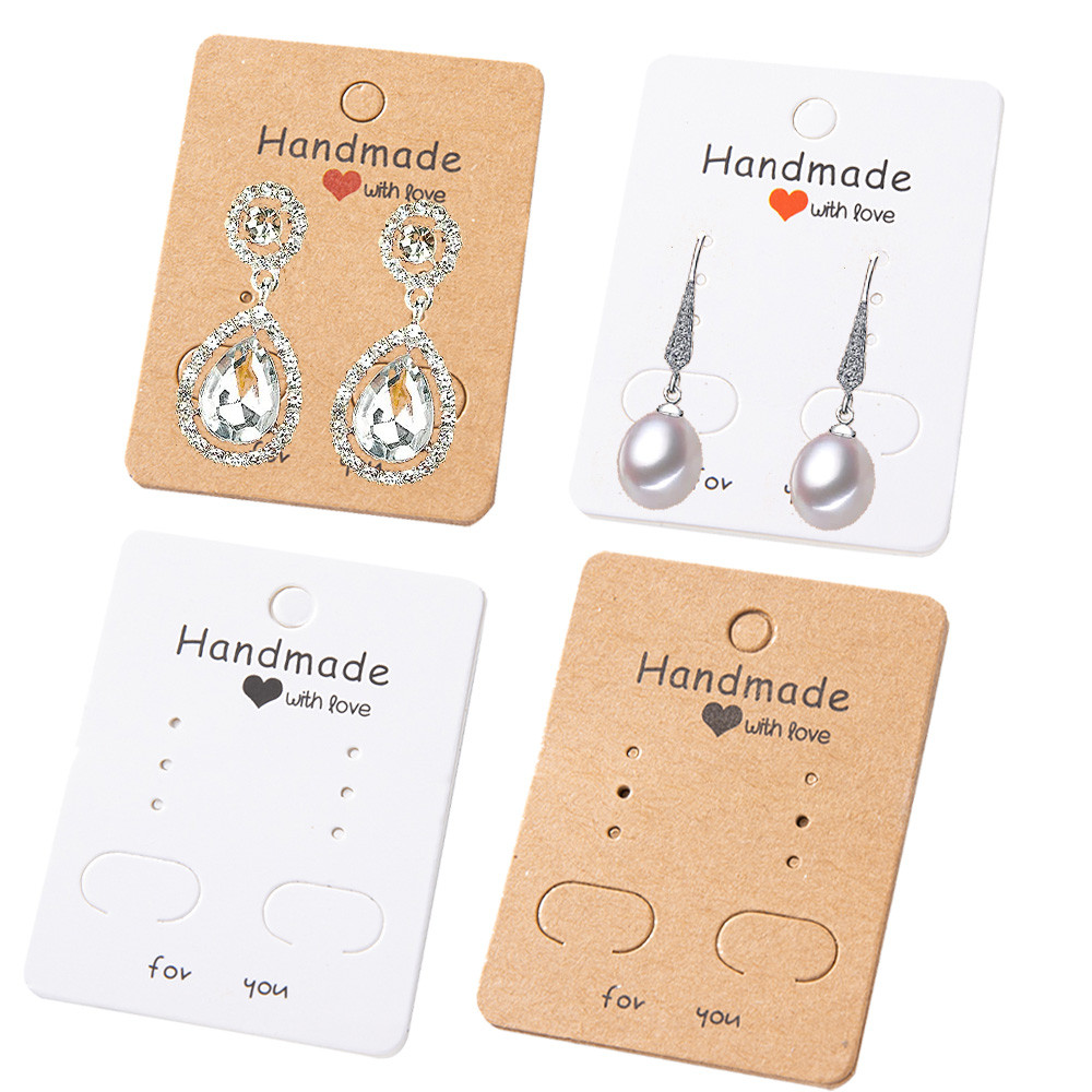 

50pcs Earring Holder Cards Paper Tags For Necklace Bracelet Jewelry Display Small Business Packaging Supplies Handmade With Love
