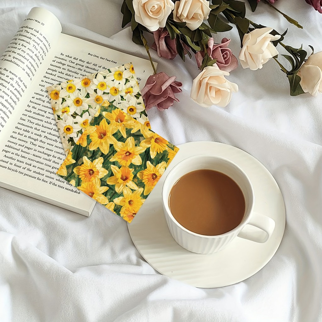 

8 Sheets Vintage Flower Pattern Scrapbook Papers Yellow Background Craft Paper For Junk Journal Gift Wrapping Card Making