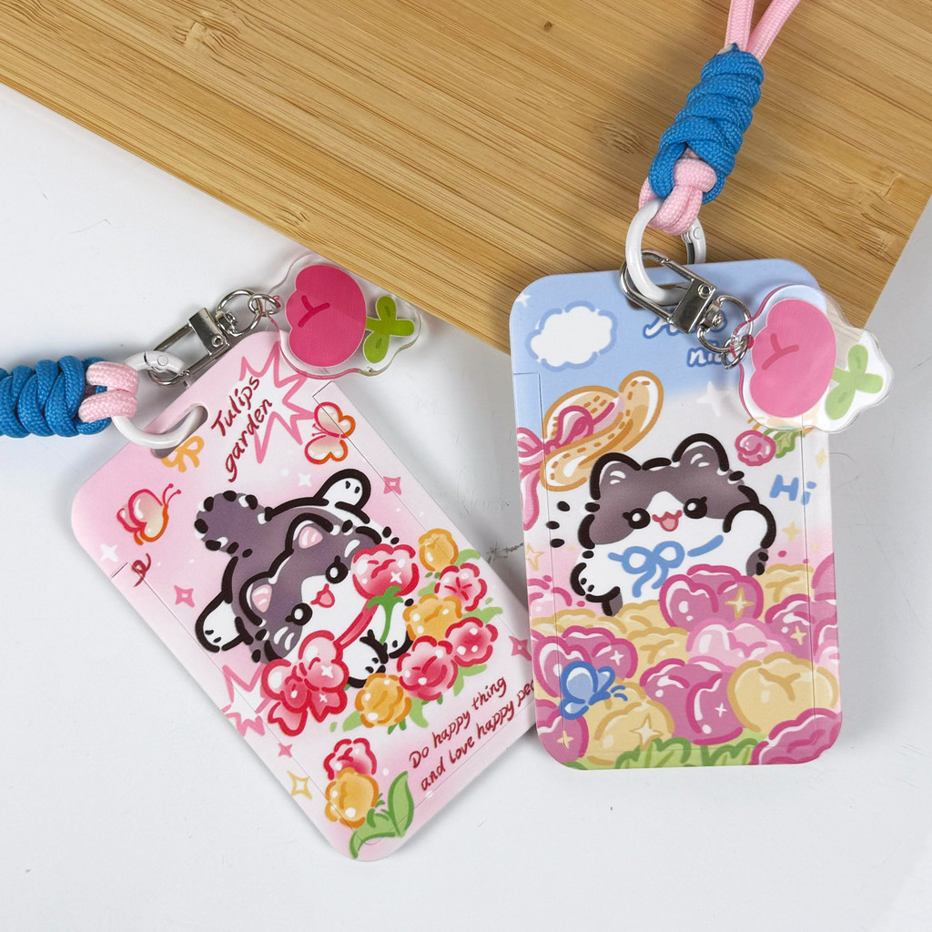 

Sweet Tulip Collection Cahol Lanyard Card Holder Lucu Motif Kucing & Bunga