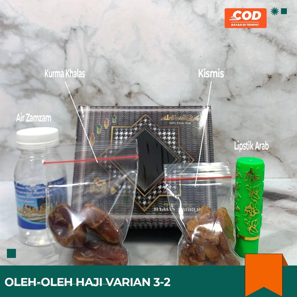 

PAKET OLEH OLEH HAJJ DAN UMROH ZAMZAM KHALAS KACANG ARAB 3 VARIAN PLUS LIPSTICK