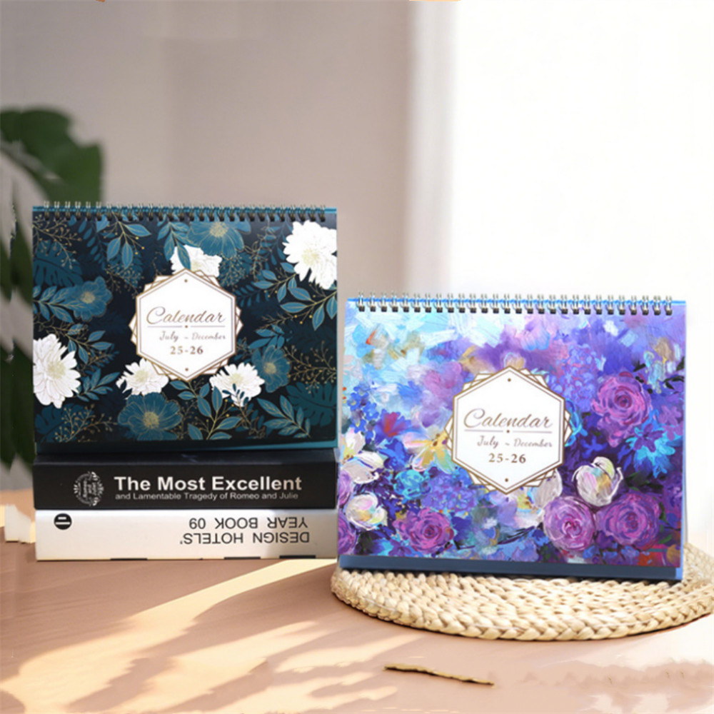 

2025-2026 Rose Flower English Desk Calendar Time Management Daily Weekly Scheduler Planner Agenda Organizer Desktop Stationery