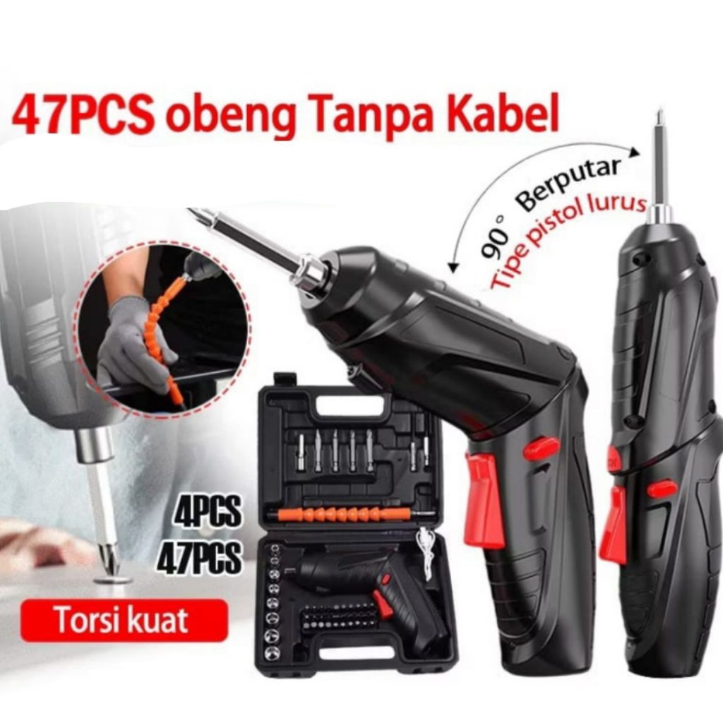 Mesin Obeng Listrik Bor Cordless Folding Mesin Bor Elektrik Tanpa Kabel Satu Set Koper Mesin Bor Mod
