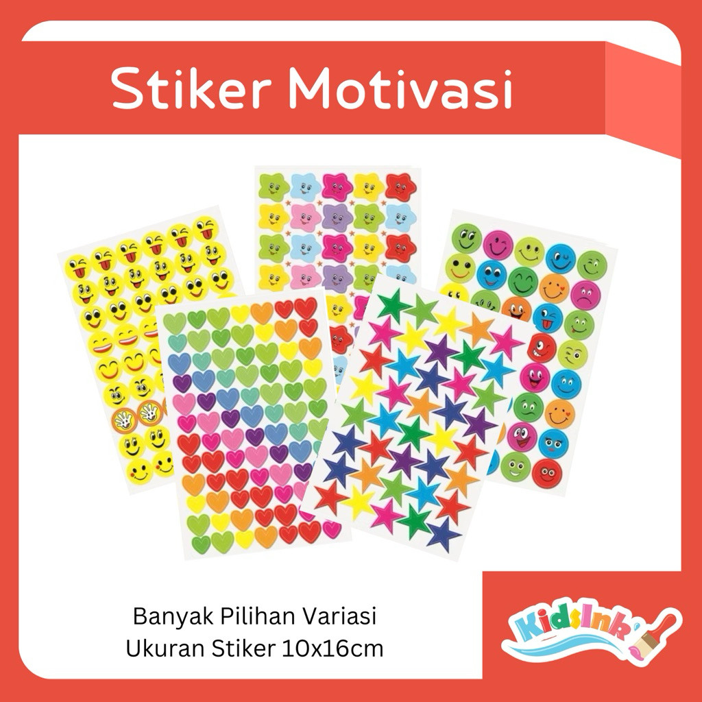 

Stiker Reward Anak Bintang Hati Bulat Warna-warni Isi 5 Lembar Motivasi Belajar