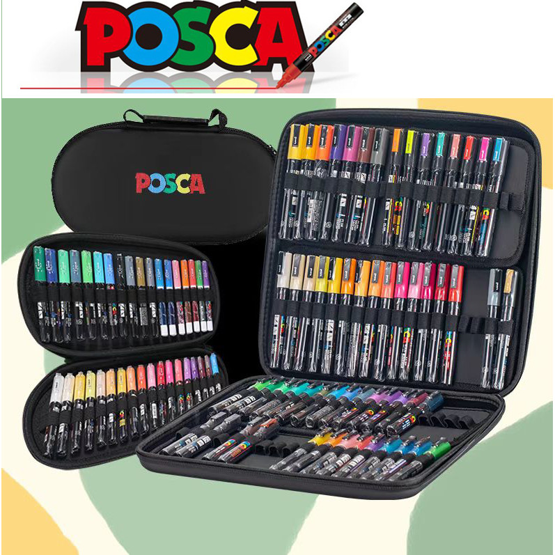 

Uni POSCA Marker Storage Bag Set ,PC-1M 3M 5M Full Acrylic Marker Pens ,POP Poster Graffiti Paint plumones colores Art Supplies