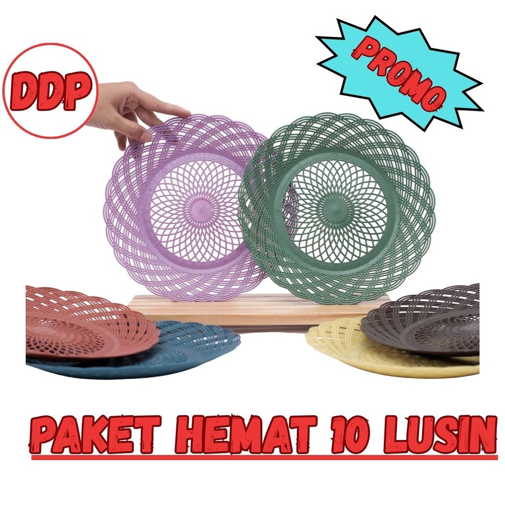 DDP Piring Rotan Plastik Anyaman 23cm - 10 Lusin (120Pcs)