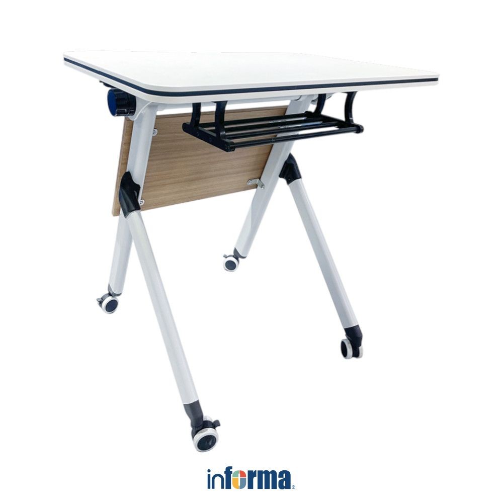 Informa Yori Meja Komputer Lite Training - Putih/Cokelat Oak Meja Komputer Lipat Meja Training Porta
