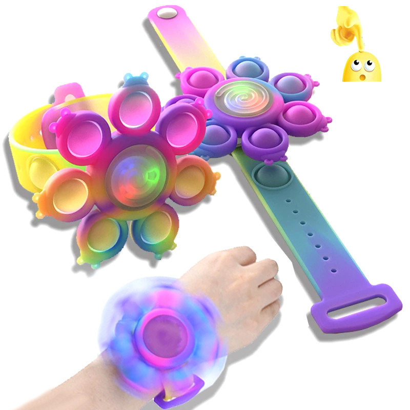 Octopus Spinning Pop Fidget Spinner Figet Toys Anti Stress Pops Wristband Light Bracelet Unique toy 