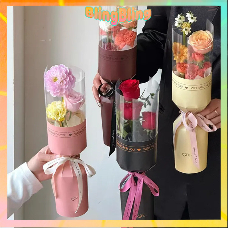 

（10 PCS） Hari Ibu / Hari Valentine / Musim Kelulusan Terintegrasi Potongan Bentuk Tunggal Transparan Buket Bunga Kertas Pembungkus DIY Kertas Buket Bunga DIY