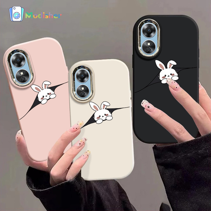 Casing Oppo Menyelidiki kelinci putih Soft Case Lucu Chubby Case Fashion Cocok untuk OPPO A16 A16S A