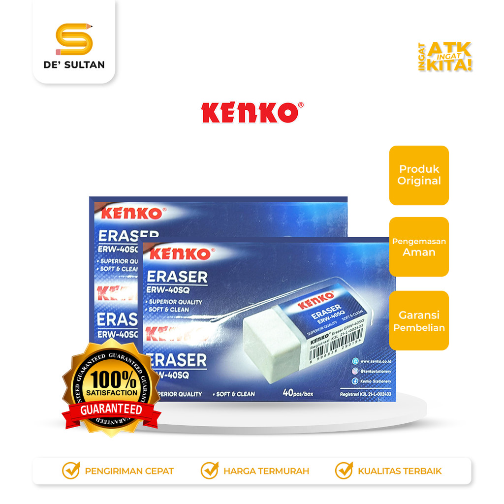 

KENKO PENGHAPUS PUTIH/ ERASER ERW-40SQ (1PACK/ 40PCS)