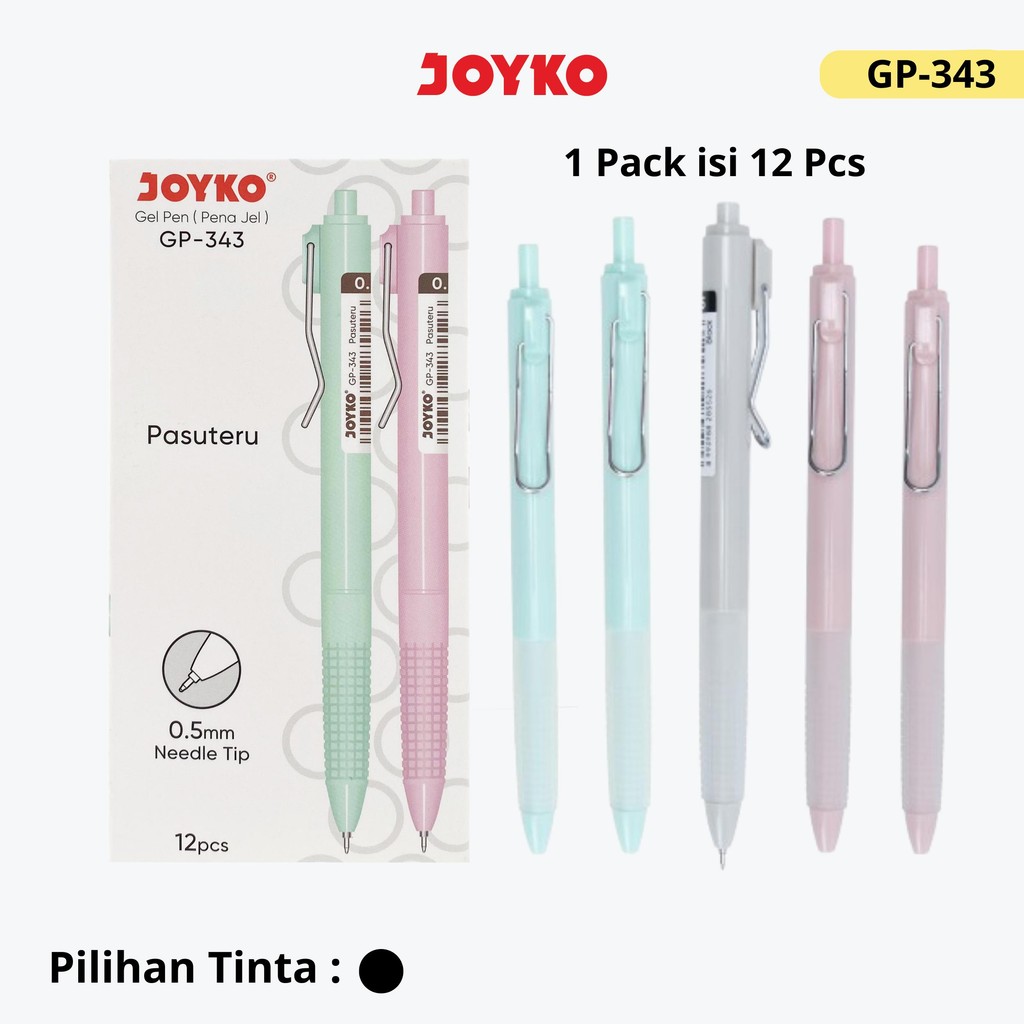 

JOYKO Pulpen Gel 1 Pack GP-343 Pasuteru Gel 0.5mm Isi 12 Pcs