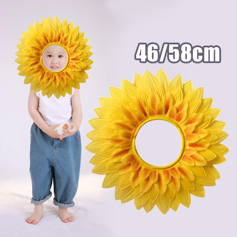 Bando Bunga Matahari Anak Dewasa Bando Matahari Mekar Kostum Bunga Matahari Sunflower Bando  46/58cm