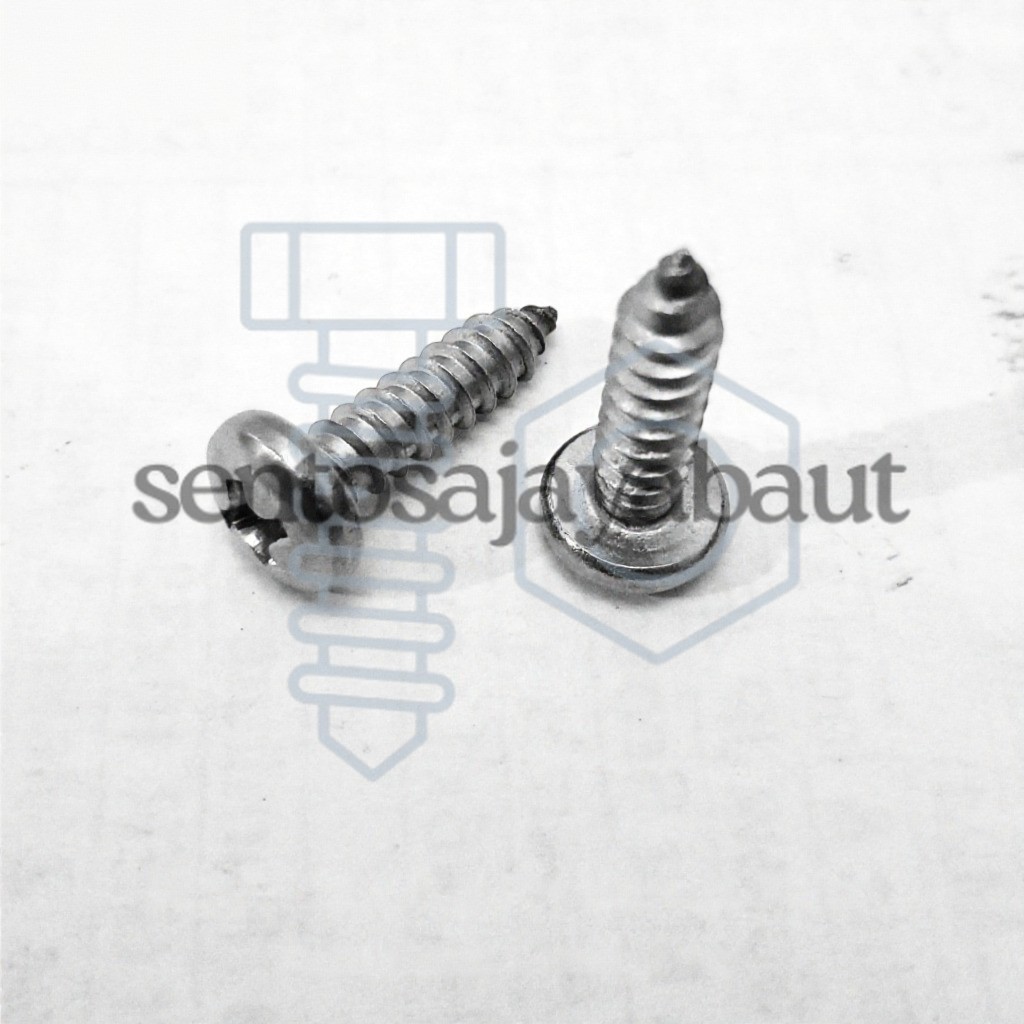 Sekrup Tapping Stainless JP/PAB 8 x 5/8 / Skrup Kepala Bulat 8 x 5/8