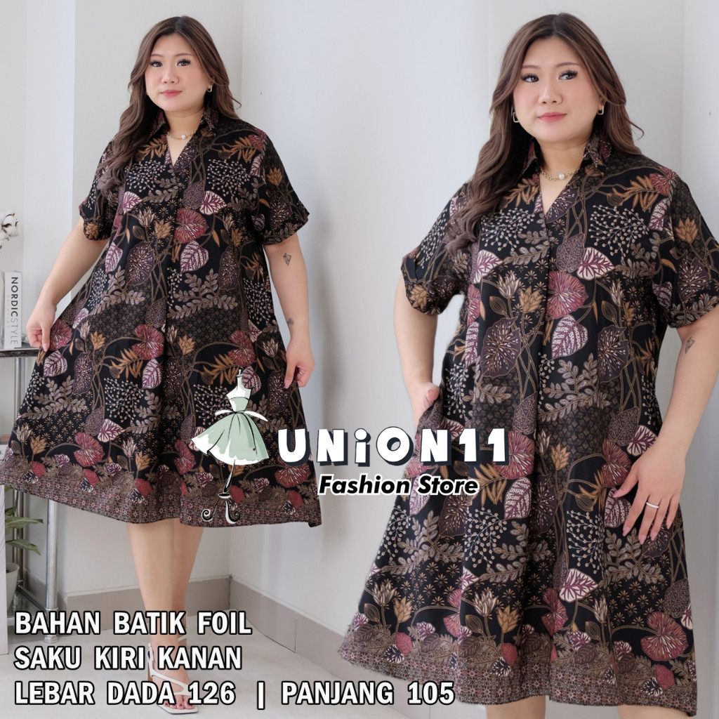 [𝗗𝘆𝗻𝗮𝗿𝗮] DRESS BATIK JUMBO WANITA / DRESS JUMBO WANITA LD 126 / BAJU JUMBO WANITA / BAJU KERJA WANIT