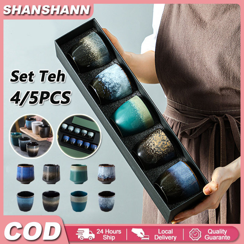 

5Pcs/Set Cangkir Keramik Cantik Hampers Cangkir Teh Dan Kopi Set Cangkir Teh Aesthetic Set Hadiah Cangkir Teh Set Kotak Hadiah Cangkir Teh Kreatif Keramik Hadiah Liburan