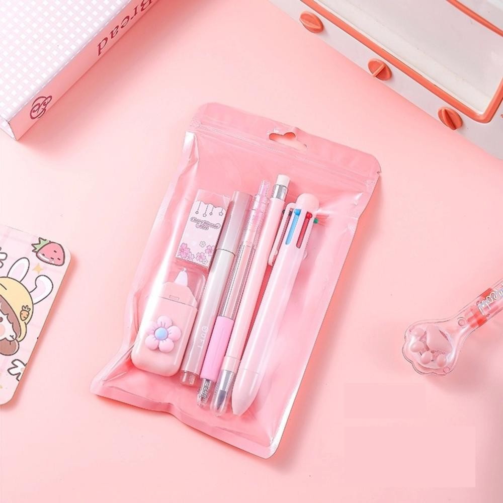 

Aesthetic Stationery Set Cute Cartoon Pencil Eraser Ballpoint Pen Neutral Pen Correction Band Stationery Supplies Girls Gift