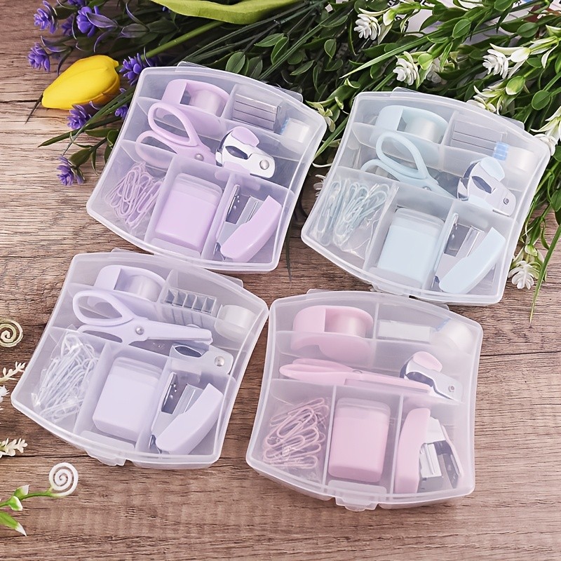 

Mini Office Stationery Set Bring Back Snap Staples and Tape Portable Student Office Gift Essential Stationery for Students