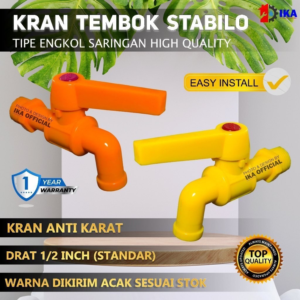 Kran JEMPOL PVC Engkol / Keran Air JEMPOL Warna 1/2 Kran Jempol Air Tembok Warna Warni Engkol - 1/2 