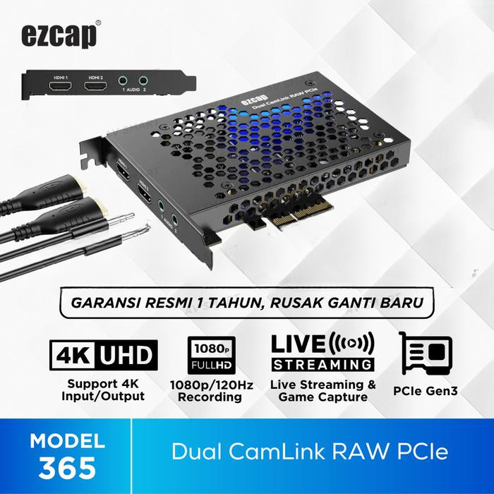Ezcap365 Dual CamLink RAW PCIe PCI Express HDMI Capture 4K 2 Channel Ezcap 365