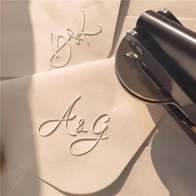 

Customize Embossing Stamp Wedding Monogram Embosser Stamp,Personalized 2 initials Embosser Stamp,Wedding gift,hand held embosser