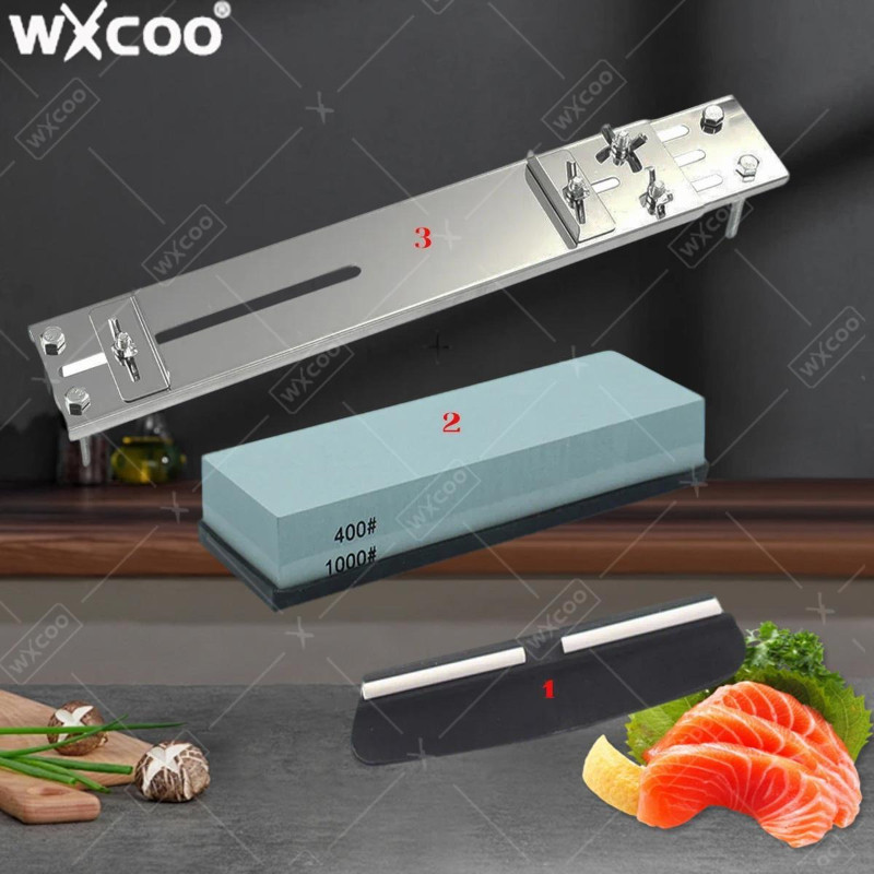 

WXCOO Stainless Steel Sink Knife Sharpener Grindstone Accessories Adjustable Length Whetstone Non-slip Base Sharpening Holder
