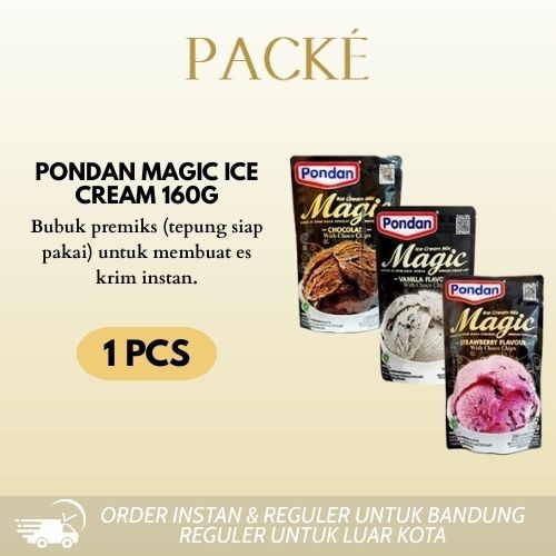 

Pondan Magic Ice Cream Mix / Bubuk Es Krim Coklat / Strawberry / Vanilla 160g